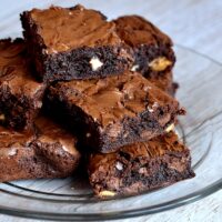 Triple Chocolate Brownies recipe from Baking with Granny. Chewy, fudgy brownies, with dark, milk and white chocolate.