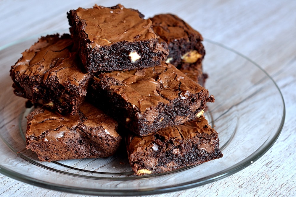 Triple Chocolate Brownies recipe from Baking with Granny. Chewy, fudgy brownies, with dark, milk and white chocolate.
