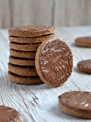 Chocolate Digestives biscuit recipe from Baking with Granny.