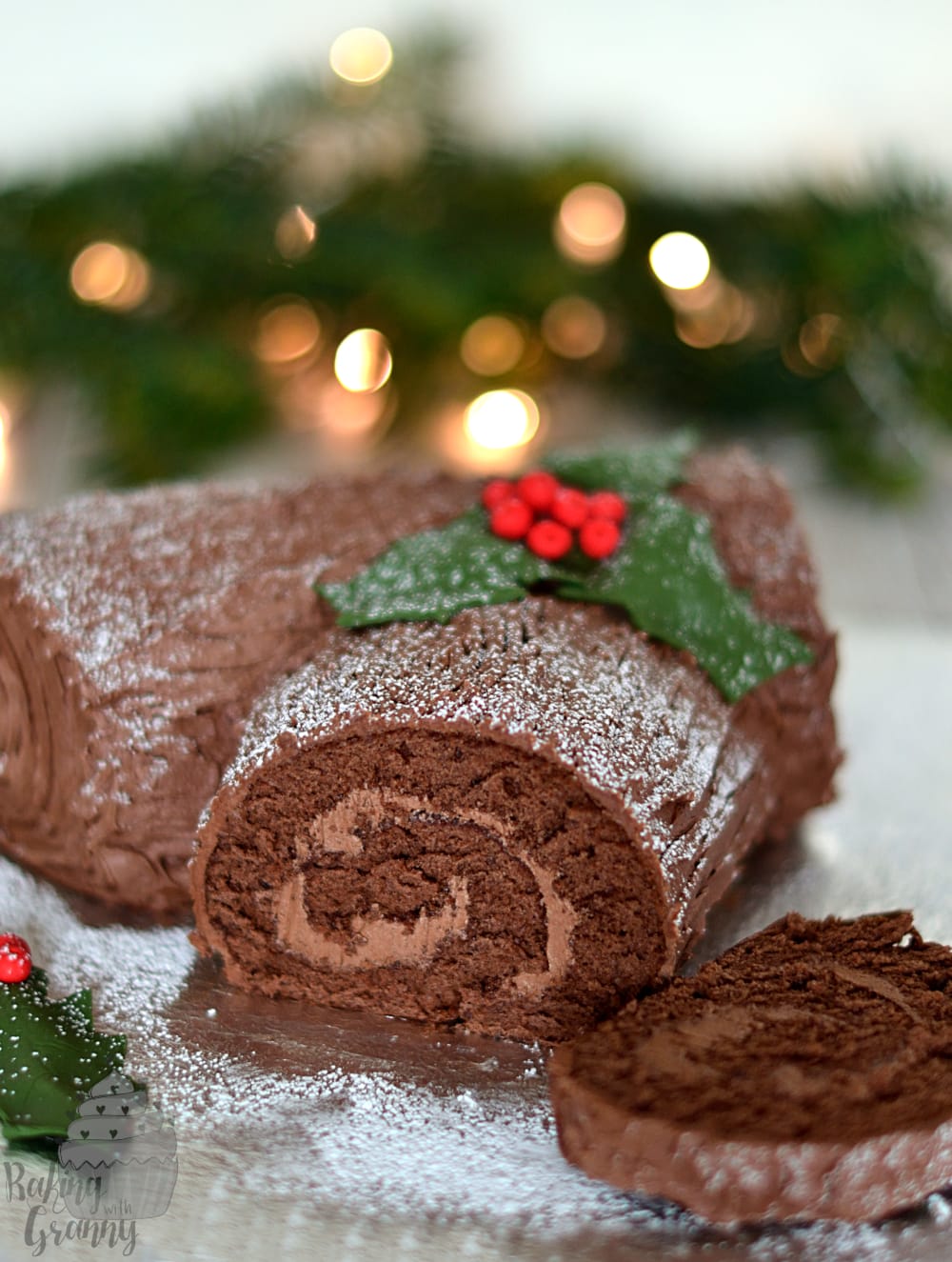 Yule Log - Traditional chocolate yule log recipe for Christmas.