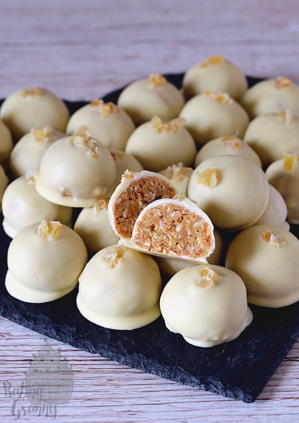Gingerbread Truffles recipe from Baking with Granny. Delicious biscuit truffles, coated in white chocolate.