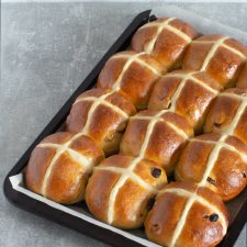 Hot Cross Buns recipe from Baking with Granny. Easy, traditional, homemade hot cross buns.