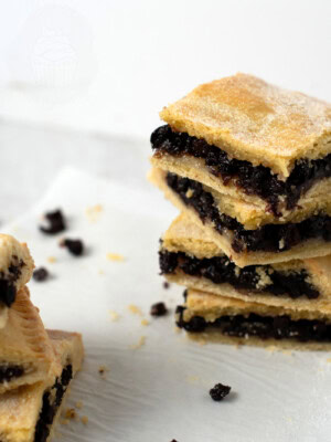 Fly Cemetery, also known as Currant Slice. Traditional British recipe, from Baking with Granny.