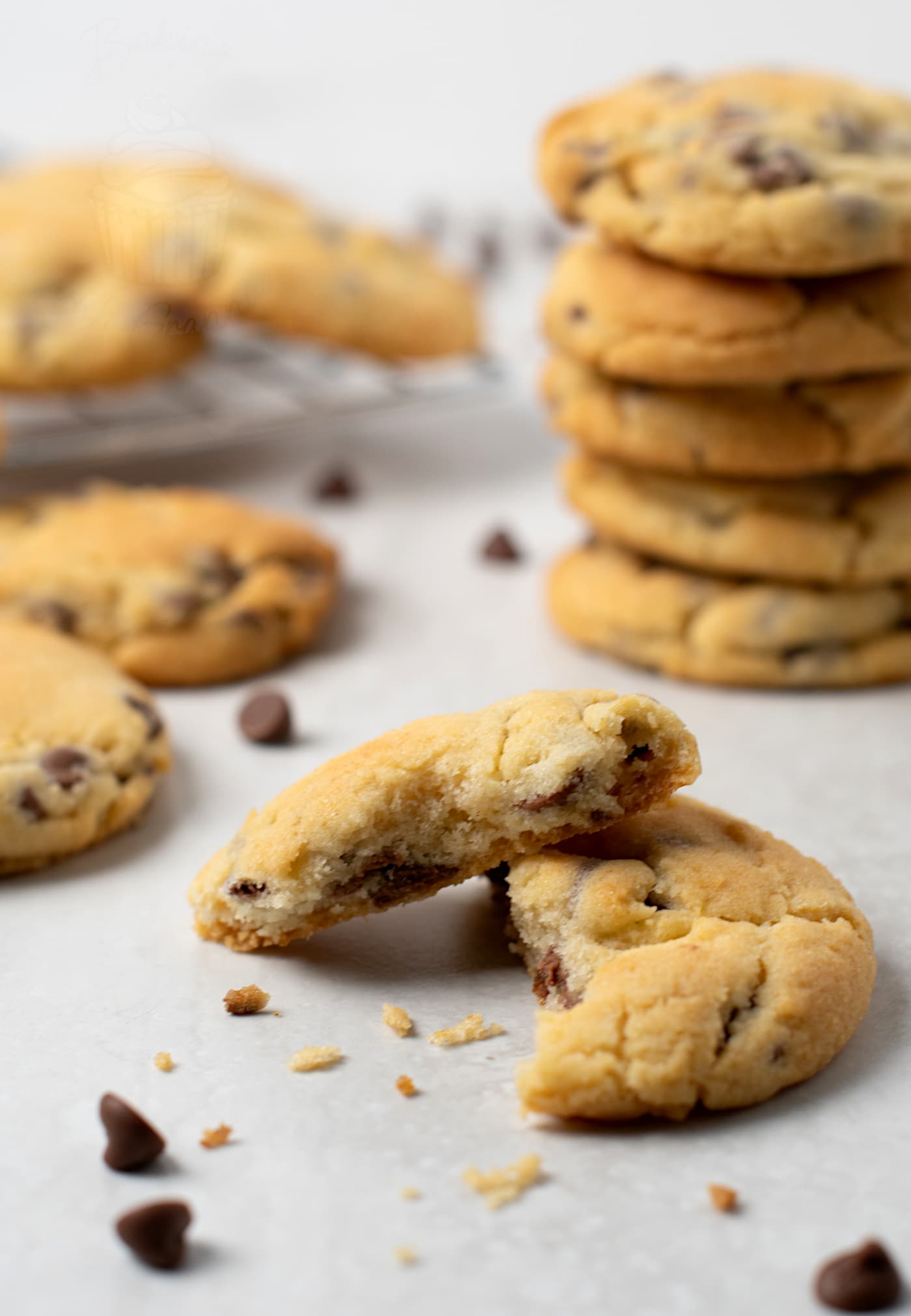 UK recipe for chocolate chip cookies from Baking with Granny. With options to make vegan choc chip cookies.