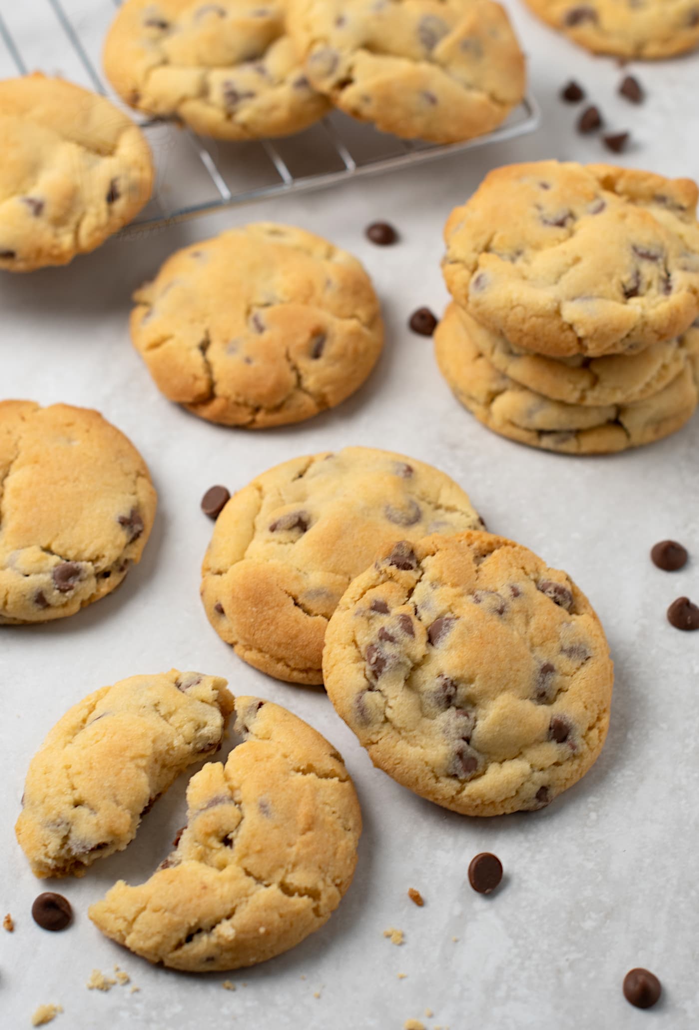 Chocolate Chip cookies from Baking with Granny. Easy cookie recipe, using golden syrup and milk chocolate chips.