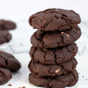 Tripe Chocolate Cookies stack, made with UK recipe from Baking with Granny.