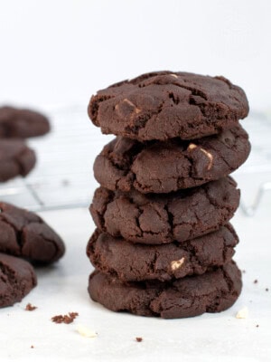 Tripe Chocolate Cookies stack, made with UK recipe from Baking with Granny.