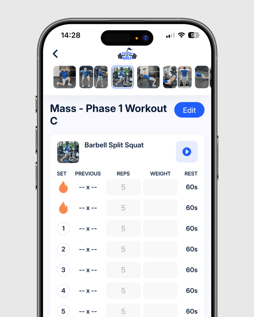 Barbell Split Squat in the Mass Program