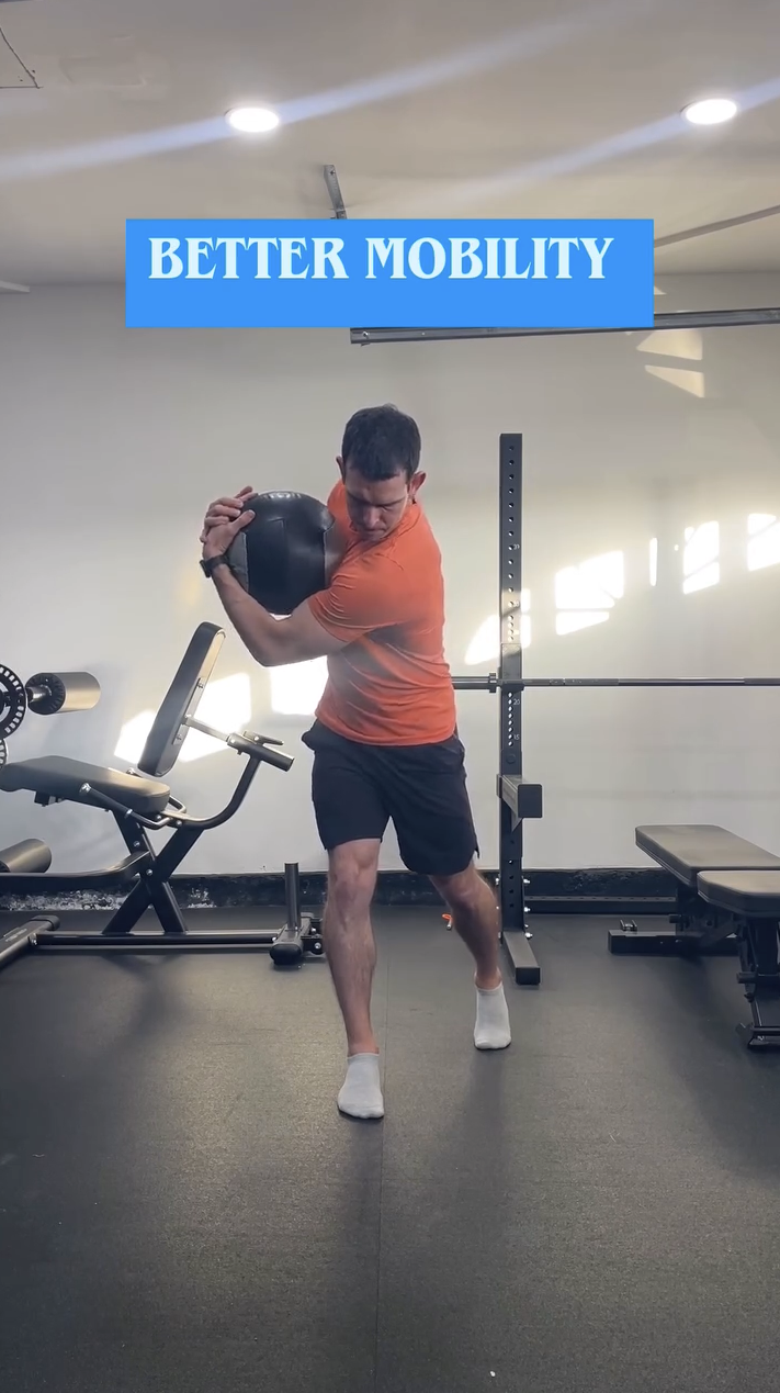 Internal hip rotation & thoracic spine rotation.